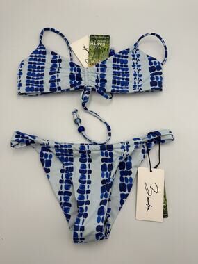 NWT Bamba Swim Malibu Top Amore Bottoms Bikini Set Surf Blue Size S